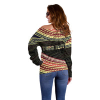 (Custom Personalised) Happy Fathers Day Polynesian Off Shoulder Sweater I Love You Dad LT6 - Wonder Print Shop