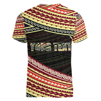 (Custom Personalised) Happy Fathers Day Polynesian Women V Neck T Shirt I Love You Dad LT6 - Wonder Print Shop