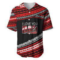 (Custom Personalised) Happy Fathers Day Polynesian Baseball Jersey I Love You Dad Red LT6 - Wonder Print Shop