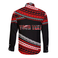 (Custom Personalised) Happy Fathers Day Polynesian Long Sleeve Button Shirt I Love You Dad Red LT6 - Wonder Print Shop