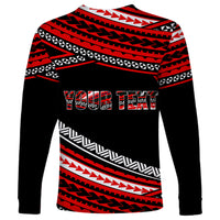 (Custom Personalised) Happy Fathers Day Polynesian Long Sleeve Shirt I Love You Dad Red LT6 - Wonder Print Shop