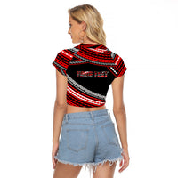 (Custom Personalised) Happy Fathers Day Polynesian Raglan Cropped T Shirt I Love You Dad Red LT6 - Wonder Print Shop