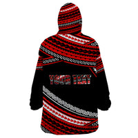 (Custom Personalised) Happy Fathers Day Polynesian Wearable Blanket Hoodie I Love You Dad Red LT6 - Wonder Print Shop