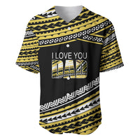 (Custom Personalised) Happy Fathers Day Polynesian Baseball Jersey I Love You Dad Gold LT6 - Wonder Print Shop