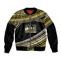 (Custom Personalised) Happy Fathers Day Polynesian Bomber Jacket I Love You Dad Gold LT6 - Wonder Print Shop
