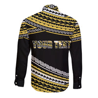 (Custom Personalised) Happy Fathers Day Polynesian Long Sleeve Button Shirt I Love You Dad Gold LT6 - Wonder Print Shop