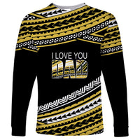 (Custom Personalised) Happy Fathers Day Polynesian Long Sleeve Shirt I Love You Dad Gold LT6 - Wonder Print Shop