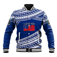 (Custom Personalised) Happy Fathers Day Samoa Baseball Jacket I Love You Dad Blue LT6 - Wonder Print Shop