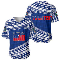 (Custom Personalised) Happy Fathers Day Samoa Baseball Jersey I Love You Dad Blue LT6 - Wonder Print Shop