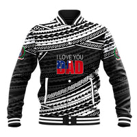 (Custom Personalised) Happy Fathers Day Samoa Baseball Jacket I Love You Dad Black LT6 - Wonder Print Shop