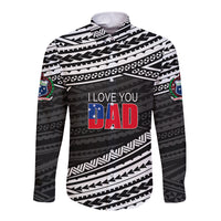 (Custom Personalised) Happy Fathers Day Samoa Long Sleeve Button Shirt I Love You Dad Black LT6 - Wonder Print Shop