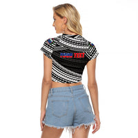 (Custom Personalised) Happy Fathers Day Samoa Raglan Cropped T Shirt I Love You Dad Black LT6 - Wonder Print Shop