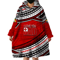 (Custom Personalised) Happy Fathers Day Tonga Wearable Blanket Hoodie I Love You Dad LT6 - Wonder Print Shop