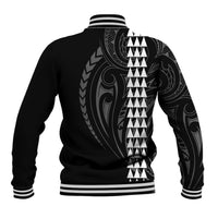 Polynesian Baseball Jacket Hawaiian Warrior and Aloha Girl With Hammerhead Shark Tattoos White LT6 - Wonder Print Shop