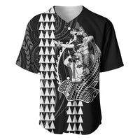 Polynesian Baseball Jersey Hawaiian Warrior and Aloha Girl With Hammerhead Shark Tattoos White LT6 - Wonder Print Shop