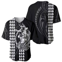 Polynesian Baseball Jersey Hawaiian Warrior and Aloha Girl With Hammerhead Shark Tattoos White LT6 - Wonder Print Shop