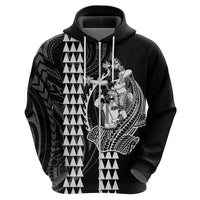 Polynesian Hoodie Hawaiian Warrior and Aloha Girl With Hammerhead Shark Tattoos White LT6 - Wonder Print Shop