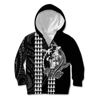 Polynesian Kid Hoodie Hawaiian Warrior and Aloha Girl With Hammerhead Shark Tattoos White LT6 - Wonder Print Shop