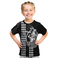 Polynesian Kid T Shirt Hawaiian Warrior and Aloha Girl With Hammerhead Shark Tattoos White LT6 - Wonder Print Shop
