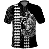 Polynesian Polo Shirt Hawaiian Warrior and Aloha Girl With Hammerhead Shark Tattoos White LT6 - Wonder Print Shop