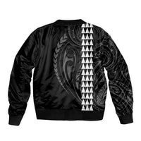 Polynesian Sleeve Zip Bomber Jacket Hawaiian Warrior and Aloha Girl With Hammerhead Shark Tattoos White LT6 - Wonder Print Shop