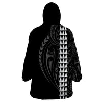 Polynesian Wearable Blanket Hoodie Hawaiian Warrior and Aloha Girl With Hammerhead Shark Tattoos White LT6 - Wonder Print Shop