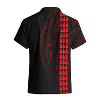 Polynesian Hawaiian Shirt Hawaiian Warrior and Aloha Girl With Hammerhead Shark Tattoos Red LT6 - Wonder Print Shop