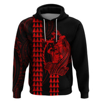 Polynesian Hoodie Hawaiian Warrior and Aloha Girl With Hammerhead Shark Tattoos Red LT6 - Wonder Print Shop