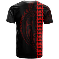 Polynesian T Shirt Hawaiian Warrior and Aloha Girl With Hammerhead Shark Tattoos Red LT6 - Wonder Print Shop