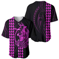 Polynesian Baseball Jersey Hawaiian Warrior and Aloha Girl With Hammerhead Shark Tattoos Purple LT6 - Wonder Print Shop