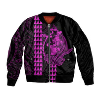 Polynesian Bomber Jacket Hawaiian Warrior and Aloha Girl With Hammerhead Shark Tattoos Purple LT6 - Wonder Print Shop