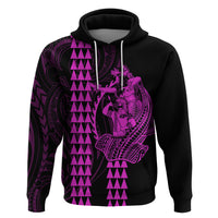 Polynesian Hoodie Hawaiian Warrior and Aloha Girl With Hammerhead Shark Tattoos Purple LT6 - Wonder Print Shop