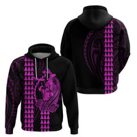 Polynesian Hoodie Hawaiian Warrior and Aloha Girl With Hammerhead Shark Tattoos Purple LT6 - Wonder Print Shop