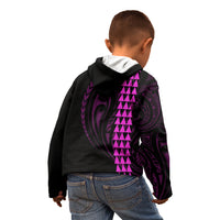 Polynesian Kid Hoodie Hawaiian Warrior and Aloha Girl With Hammerhead Shark Tattoos Purple LT6 - Wonder Print Shop