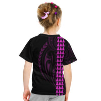 Polynesian Kid T Shirt Hawaiian Warrior and Aloha Girl With Hammerhead Shark Tattoos Purple LT6 - Wonder Print Shop