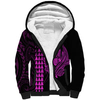 Polynesian Sherpa Hoodie Hawaiian Warrior and Aloha Girl With Hammerhead Shark Tattoos Purple LT6 - Wonder Print Shop