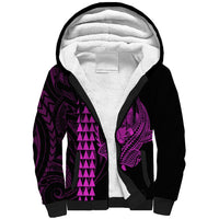 Polynesian Sherpa Hoodie Hawaiian Warrior and Aloha Girl With Hammerhead Shark Tattoos Purple LT6 - Wonder Print Shop