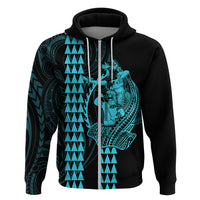 Polynesian Hoodie Hawaiian Warrior and Aloha Girl With Hammerhead Shark Tattoos Light Blue LT6 - Wonder Print Shop