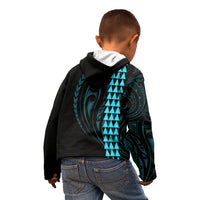 Polynesian Kid Hoodie Hawaiian Warrior and Aloha Girl With Hammerhead Shark Tattoos Light Blue LT6 - Wonder Print Shop
