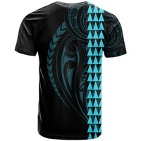 Polynesian T Shirt Hawaiian Warrior and Aloha Girl With Hammerhead Shark Tattoos Light Blue LT6 - Wonder Print Shop
