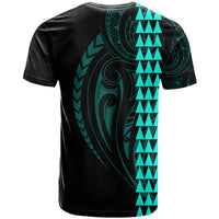 Polynesian T Shirt Hawaiian Warrior and Aloha Girl With Hammerhead Shark Tattoos Turquoise LT6 - Wonder Print Shop
