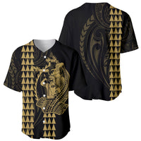 Polynesian Baseball Jersey Hawaiian Warrior and Aloha Girl With Hammerhead Shark Tattoos Gold LT6 - Wonder Print Shop