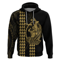 Polynesian Hoodie Hawaiian Warrior and Aloha Girl With Hammerhead Shark Tattoos Gold LT6 - Wonder Print Shop