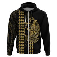 Polynesian Hoodie Hawaiian Warrior and Aloha Girl With Hammerhead Shark Tattoos Gold LT6 - Wonder Print Shop