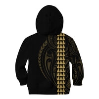 Polynesian Kid Hoodie Hawaiian Warrior and Aloha Girl With Hammerhead Shark Tattoos Gold LT6 - Wonder Print Shop