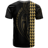 Polynesian T Shirt Hawaiian Warrior and Aloha Girl With Hammerhead Shark Tattoos Gold LT6 - Wonder Print Shop