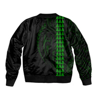 Polynesian Bomber Jacket Hawaiian Warrior and Aloha Girl With Hammerhead Shark Tattoos Green LT6 - Wonder Print Shop
