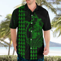 Polynesian Hawaiian Shirt Hawaiian Warrior and Aloha Girl With Hammerhead Shark Tattoos Green LT6 - Wonder Print Shop