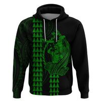 Polynesian Hoodie Hawaiian Warrior and Aloha Girl With Hammerhead Shark Tattoos Green LT6 - Wonder Print Shop
