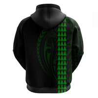 Polynesian Hoodie Hawaiian Warrior and Aloha Girl With Hammerhead Shark Tattoos Green LT6 - Wonder Print Shop